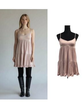 American Eagle blush nude pink spaghetti strap baby doll tunic top size small